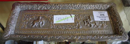 Indian silver repousse work pen tray